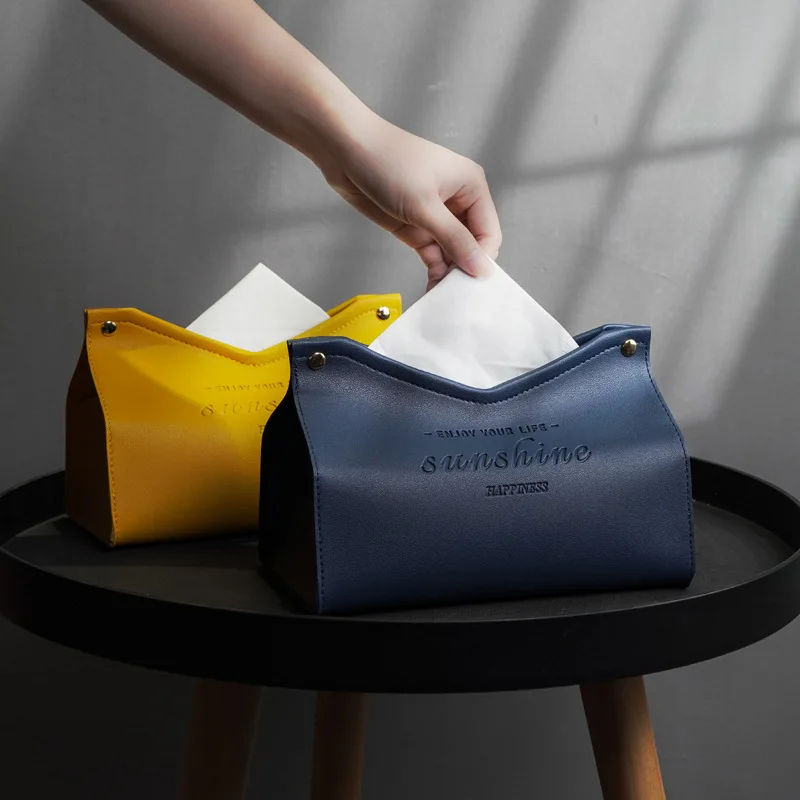 

Novelty Design Elegant PU Leather Tissue Box for Napkin Paper, Red, yellow, green, blue, pink, gray