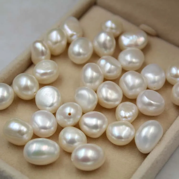 

Wholesale white high quality baroque 8mm irregular freshwater loose pearl bridal jewelry set making, Natural white