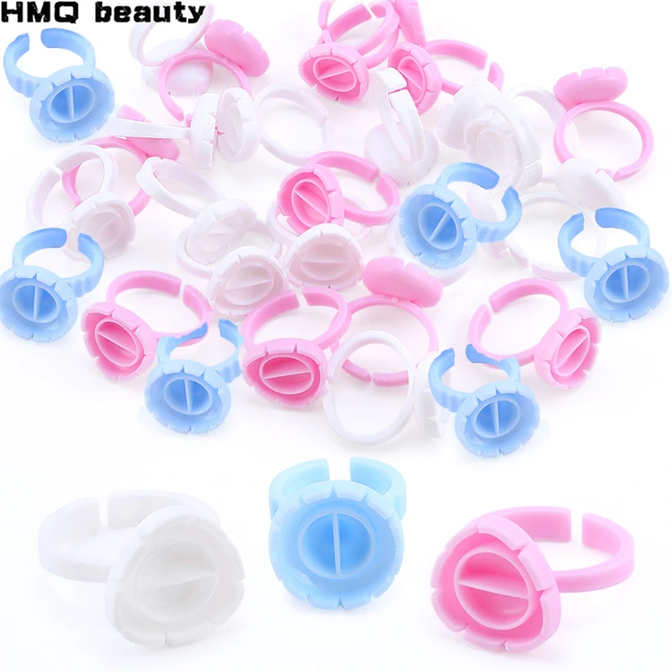 

Wholesale 100Pcs Eyelash Extension Tattoo Pigment Disposable Fan Cup Eyelash Ring Glue Holder, Pink,light blue, white