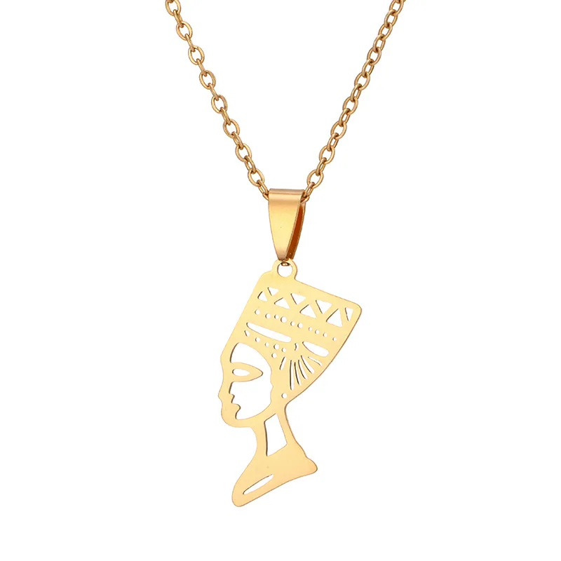 

18K Gold Egyptian Queen Nefertiti Filigreed Bust Pendant Necklace For Women 18K Gold Plated Pendant Necklace