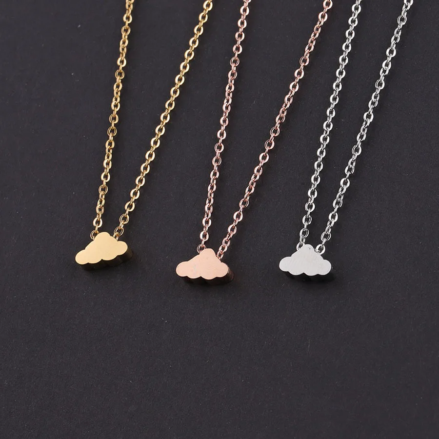 

Amazon Hot Sale Stainless Steel Small Clouds Pendant Clavicle Chain Bead Cloud Necklace For Women, Gold ,rose gold ,silver