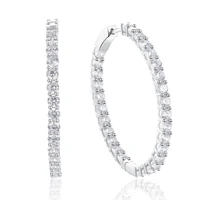 

Fashion 925 Sterling Silver Round Circle Cz Big Hoop Earrings For Women Girls