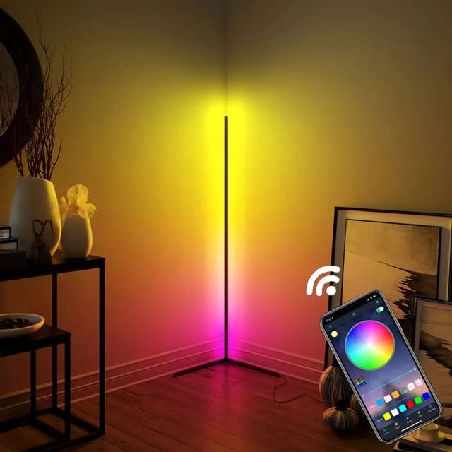 

ChuSe Modern Bedroom Remote +app Control Vertical Color Changing RGB LED Corner Floor Lamp