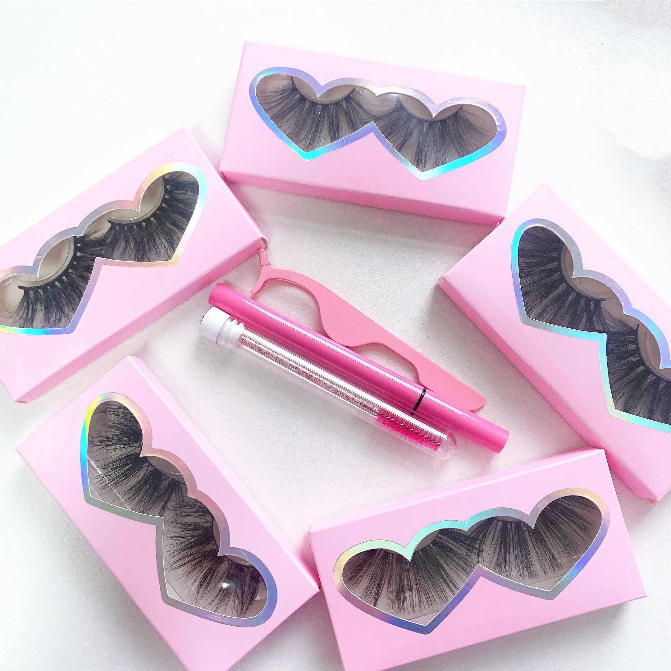 

Hot Selling eye lashes vendor 25mm eyelash custom eyelash box real mink pink lash cases mink lashes, Black color