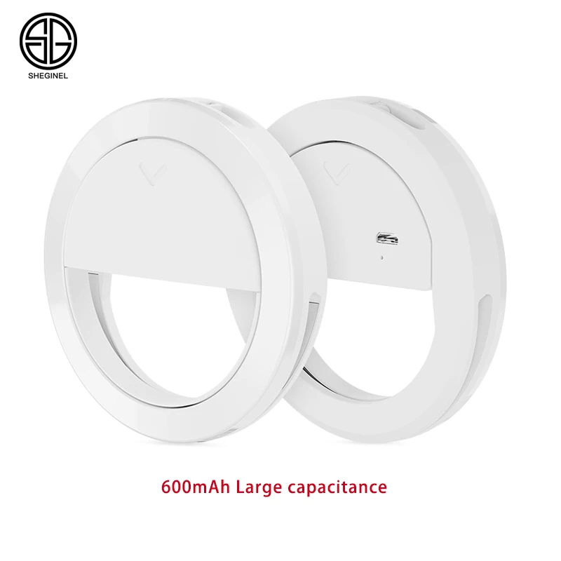 

New product High Capacitance,Adjustable Highlight Led Circle Ring Light Easy To Clip On Any Phone And Table Selfie Ring Light, White