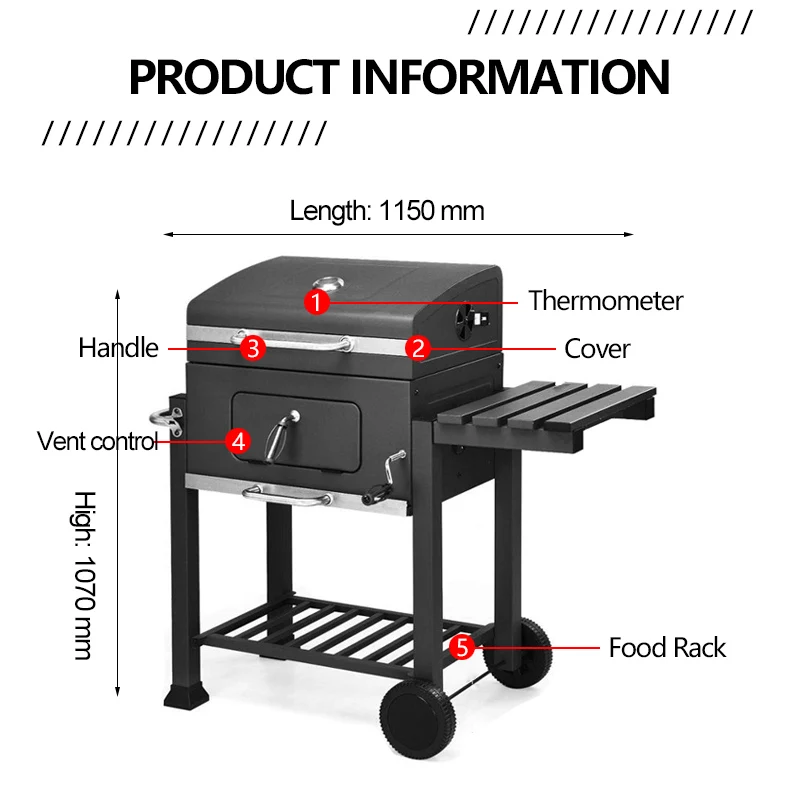 Camping garden outdoor barbecue smoker Charcoal bbq grills
