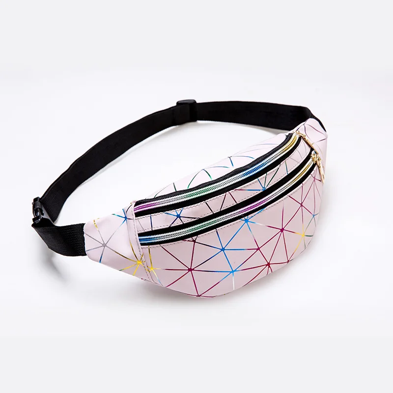 

Holographic Waist Bags Women Pink Fanny Pack Female Belt Bag Black Geometric Waist Packs Laser Chest Phone Pouch, Refer product detials