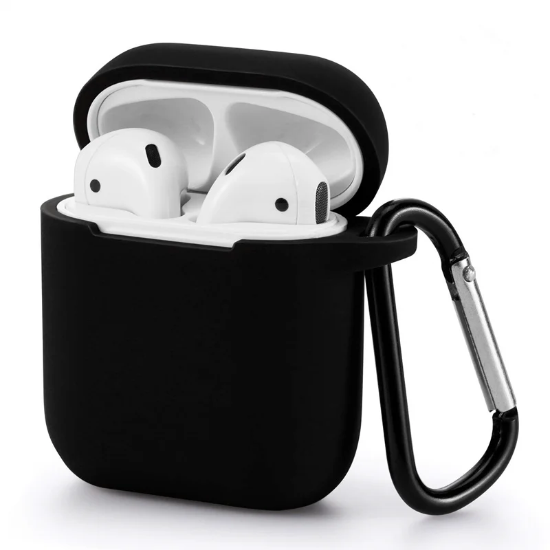 

Amazon Popular Black Color Protective Case for AirPod Silicone Case with Keychain, Pink,blue,green,black or customized color