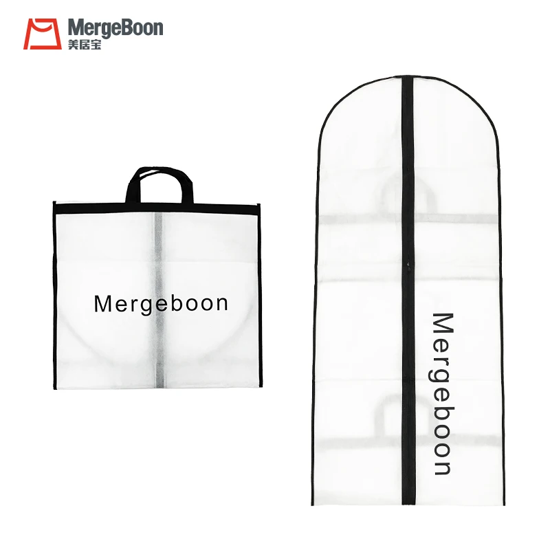 

Long wedding dress non woven eco friendly waterproof dustproof clear suit cover custom garment bag, Customized color