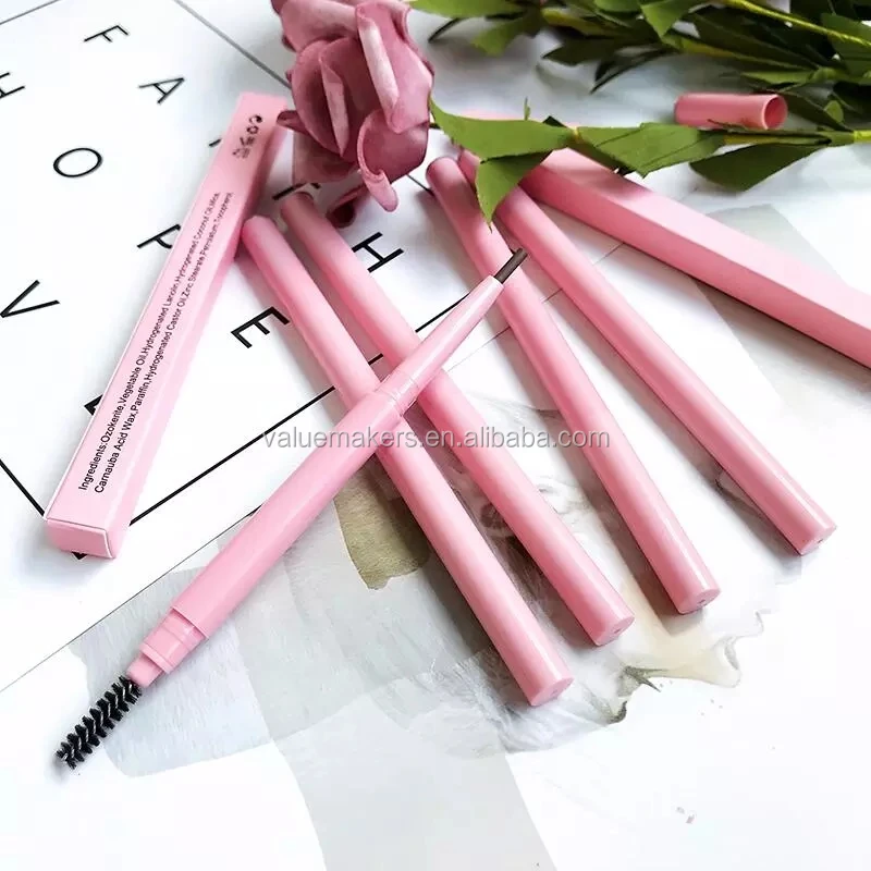 

Private Label Make Up Eye Brow Pen Set Pink Box Eyebrow Pencil