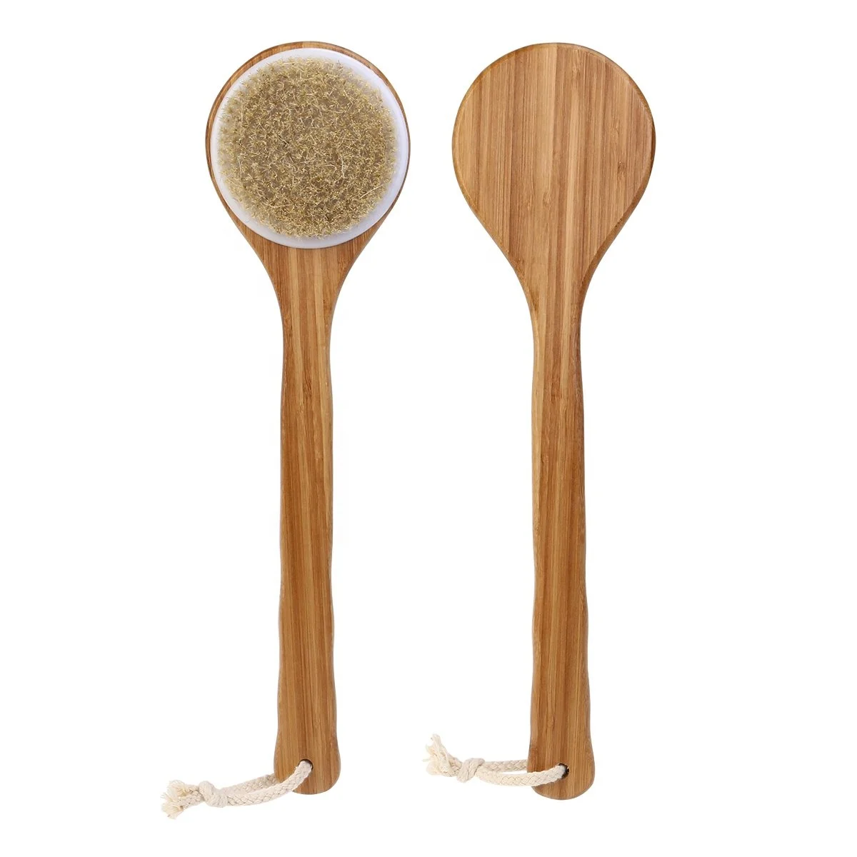 

Customized 40cm Long Handle Natural Bamboo Back Bath Body Brush Shower Body Cleaning Exfoliator Boar Bristle Dry Brushing