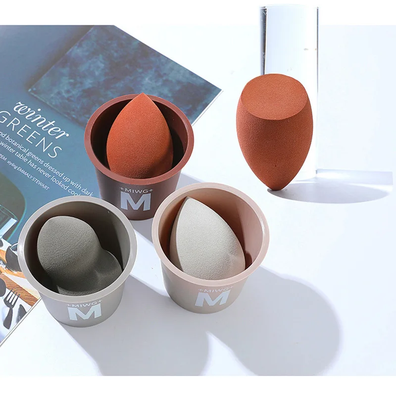 

wholesale reusable super soft beauty egg latex free private label cosmetic blender sponge custom makeup sponge with coffee cup, Customized color