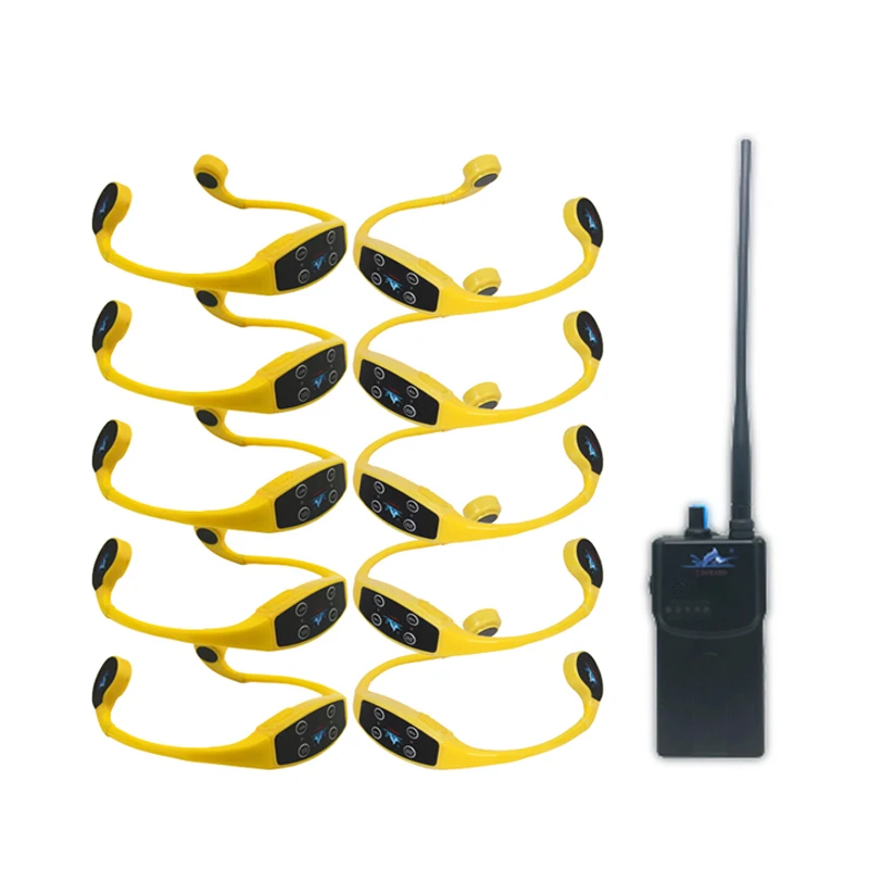 

Swimming Accessories 10 FM Radio Transmitter Walkie Talkie 1 Swimming Training Bone Conduction Headphone Receiver, Black, black and yellow