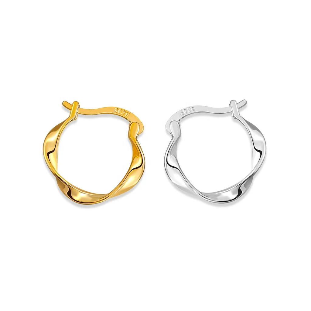 2025 Wholesale Vintage Minimalist Fine Jewelry 925 Sterling Silver Round Circle Twisted Hoop Earrings for Women Custom Factory