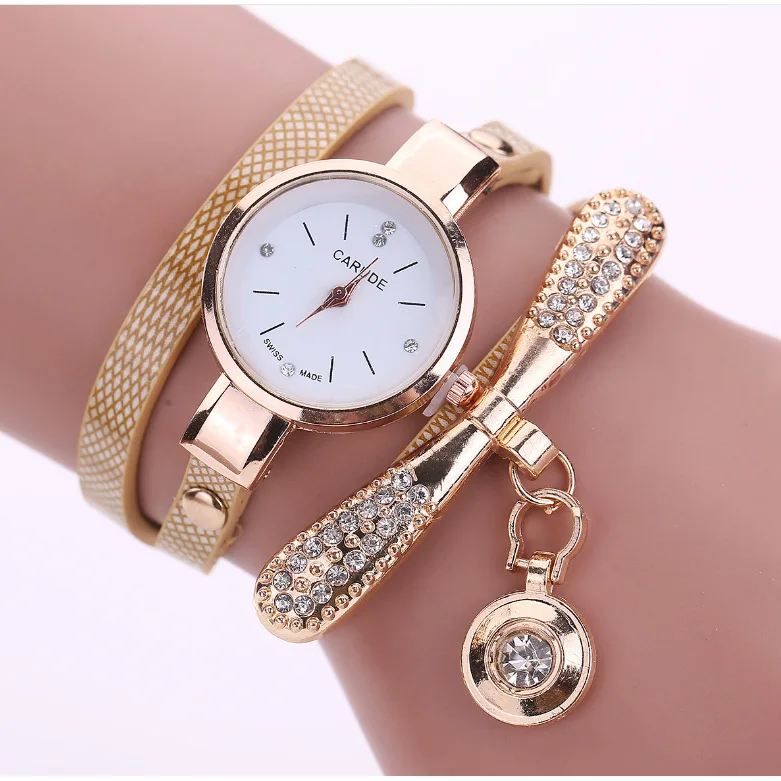 

2021 wholesale Leather ladies wristwatch wrist bracelet Quartz ladies luxury winding watches with diamond, Picture