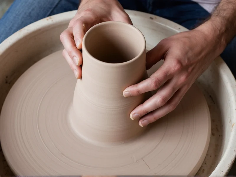Handmade pottery on pottery wheel by independent artist Michael