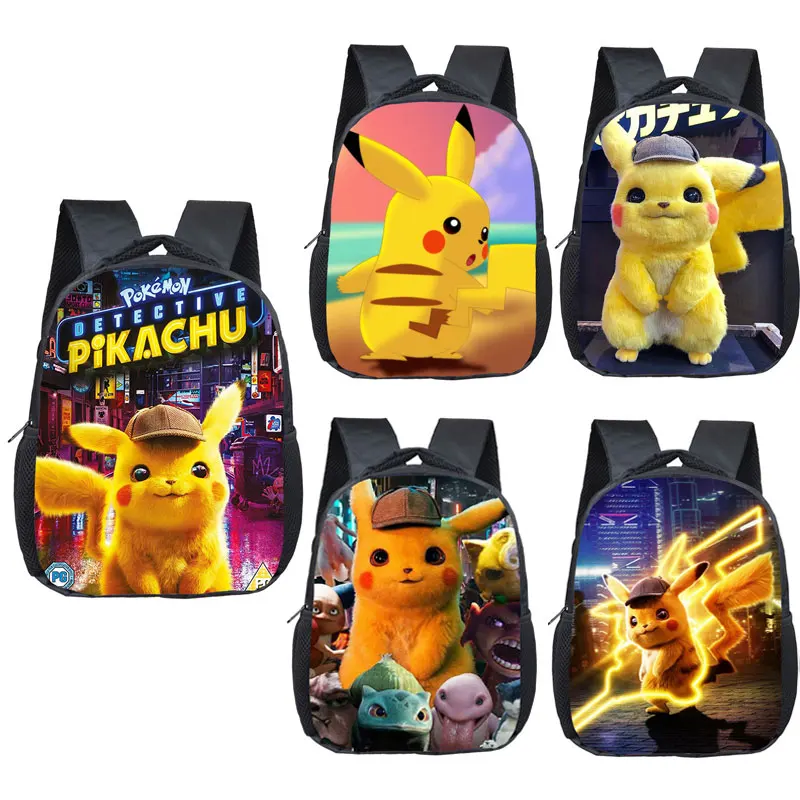 

Pet Sprite Detective Pikachu Mini Backpack Children School Bag for Kindergarten Usage Little Girl 12 Inch Satchel Kid Bookbag, Black