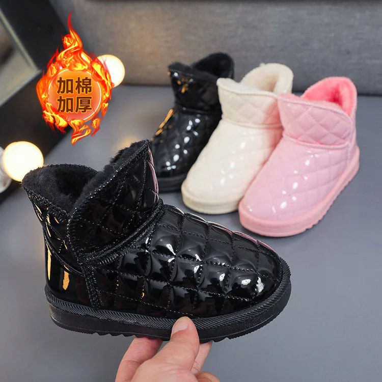 

wholesale vintage children synthetic leather shoes kids outdoor walker boots with velvet lining
