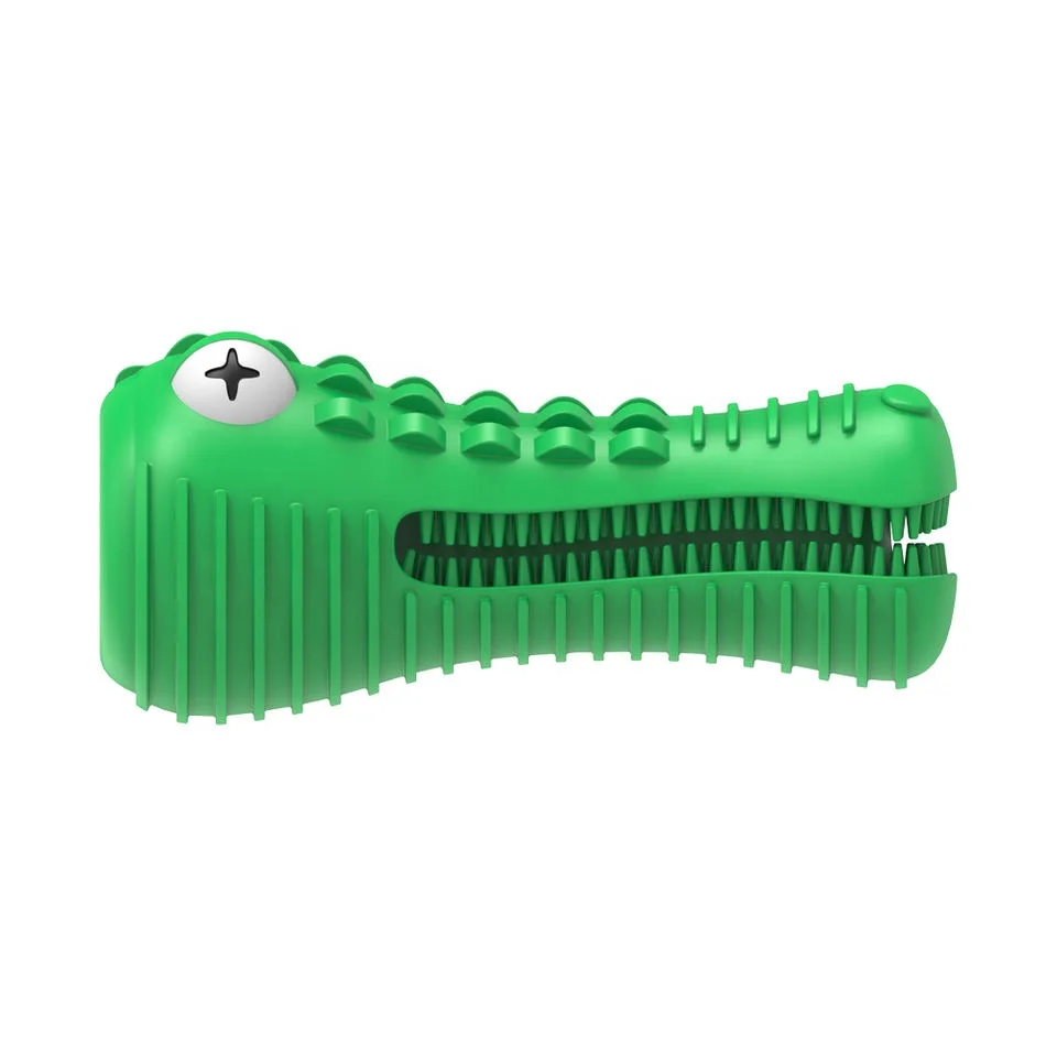 

Amazon Best Selling Pet Supplies Alligator Dental Teeth Cleaning Toys Dog Chew Toothbrushdog for Aggressive Chewers, Green, silver, brown