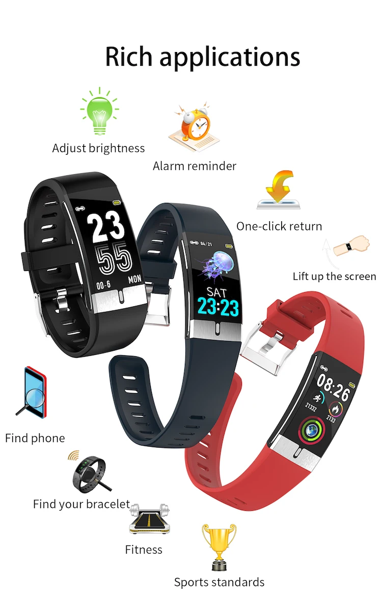 IP68 smart watch E66 with ecg heart rate monitor body temperature watch bracelet fitness tracker