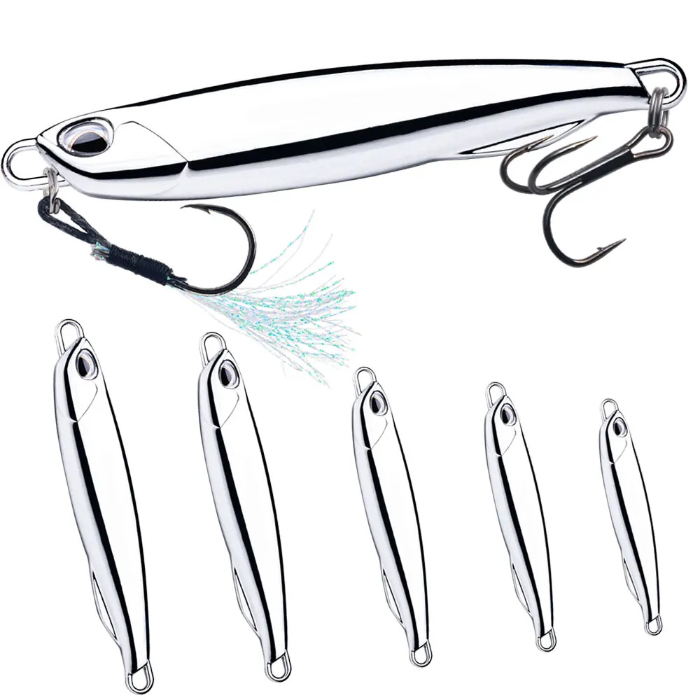 Wholesale LB147 10g 15g 20g 30g 40g Saltwater Silver Color Metal Jig Baits Jigging Fishing Lures