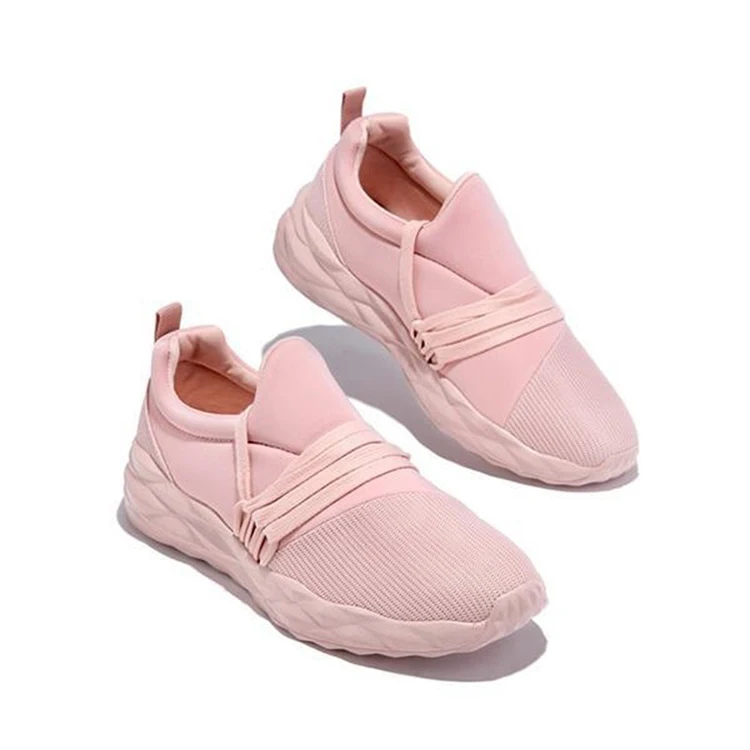 

New Flying Woven Big Size Sports Shoes Female Net Surface Casual Belt Women Shoes, Pink black green white