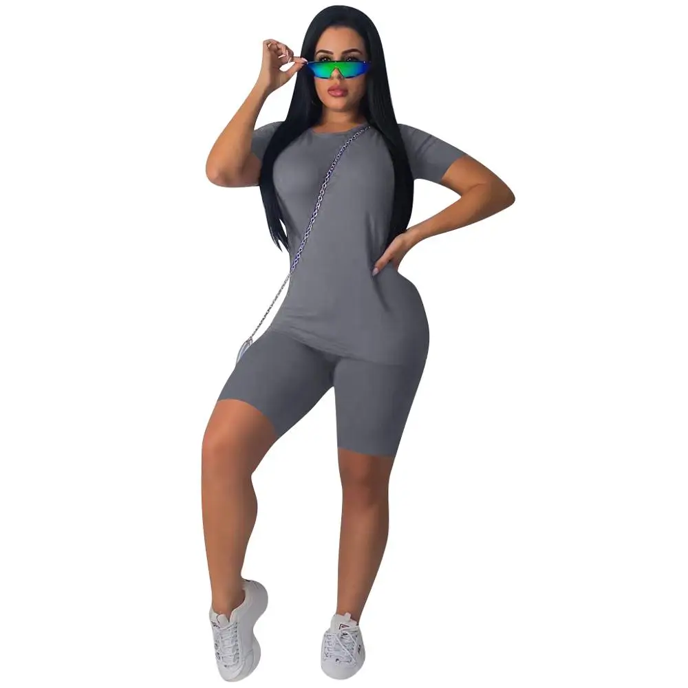 

2020 plus size cotton shorts two piece women