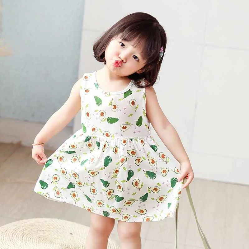 

New style children pure cotton princess dress little girls sleeveless dress