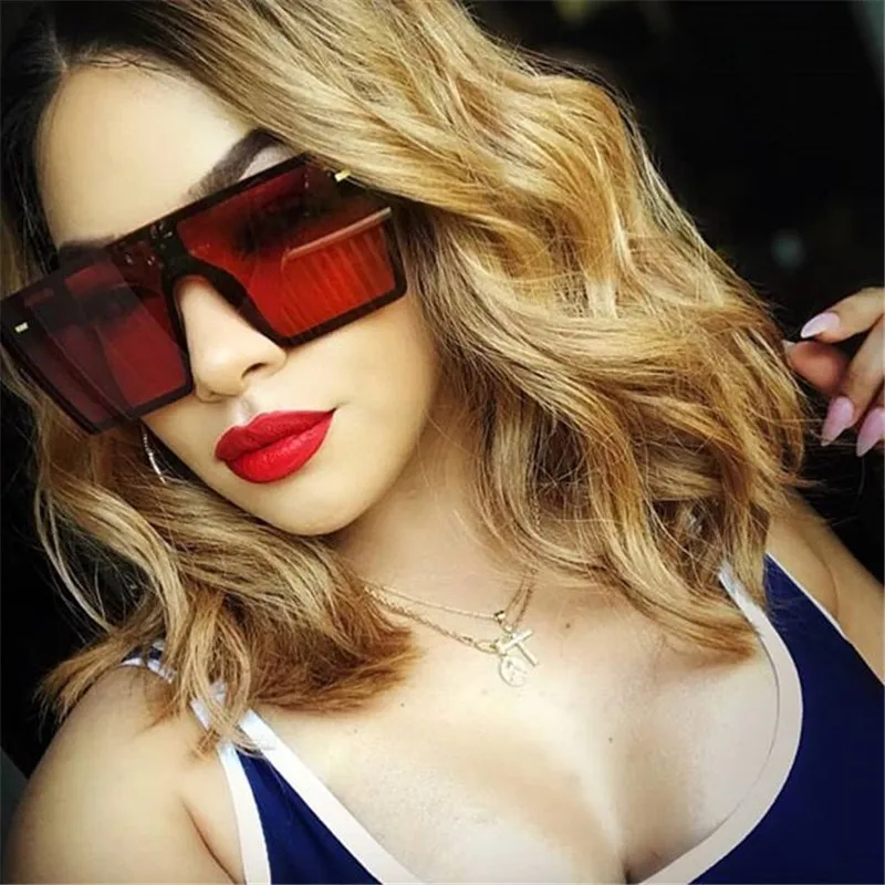 

Hot Selling Vintage Oversized One Piece Lens Women Mens River Sunglasses 2021 Female Ladies Square PC Sun Glasses With Rivet