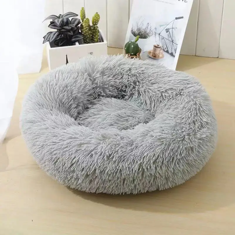 

Ready to ship round luxury plush warm simple cat pet bed 2020 china pet supplies deep sleep cute cat bed mattress pet dog beds, Customized