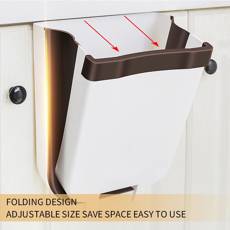 
Hanging Garbage Can Wall Mounted Folding Waste Bin Kitchen Cabinet Door Hanging Trash Can 