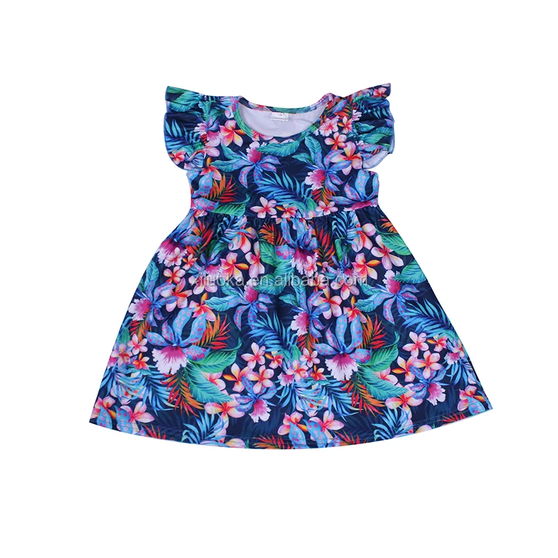 

Hot Selling Floral Print Kids Fashion Dresses Ruffle Sleeve Girl Boutique Clothing Dress, Picture