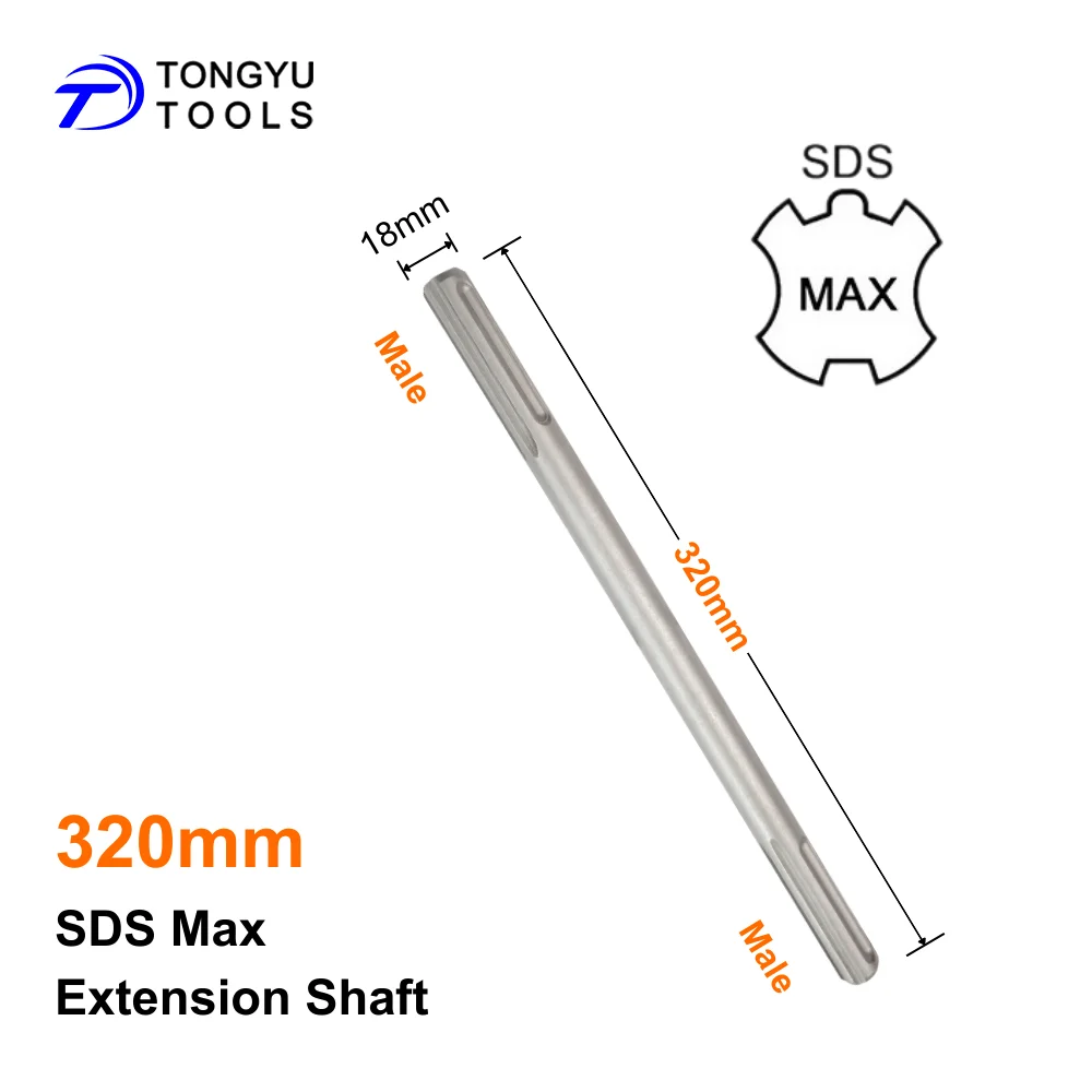 SDS MAX Extension Shafts 320-1000mm Heavy Duty TE-Y Drill Rods with Optional MAX Bridge Adapter for Deep Hole Work