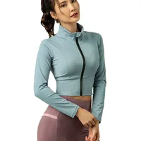 

Women Thick Thermal Seamless Elastic Compression Slimming Yoga Jacket with Hoodie