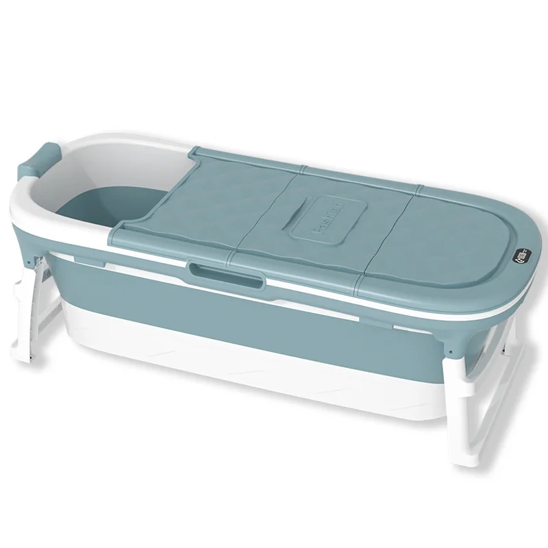 

Foldable Adult bath tub Bathtub for children bucket large size folding bathtub family thickened portable with Lid Handle Drain, Pink, blue