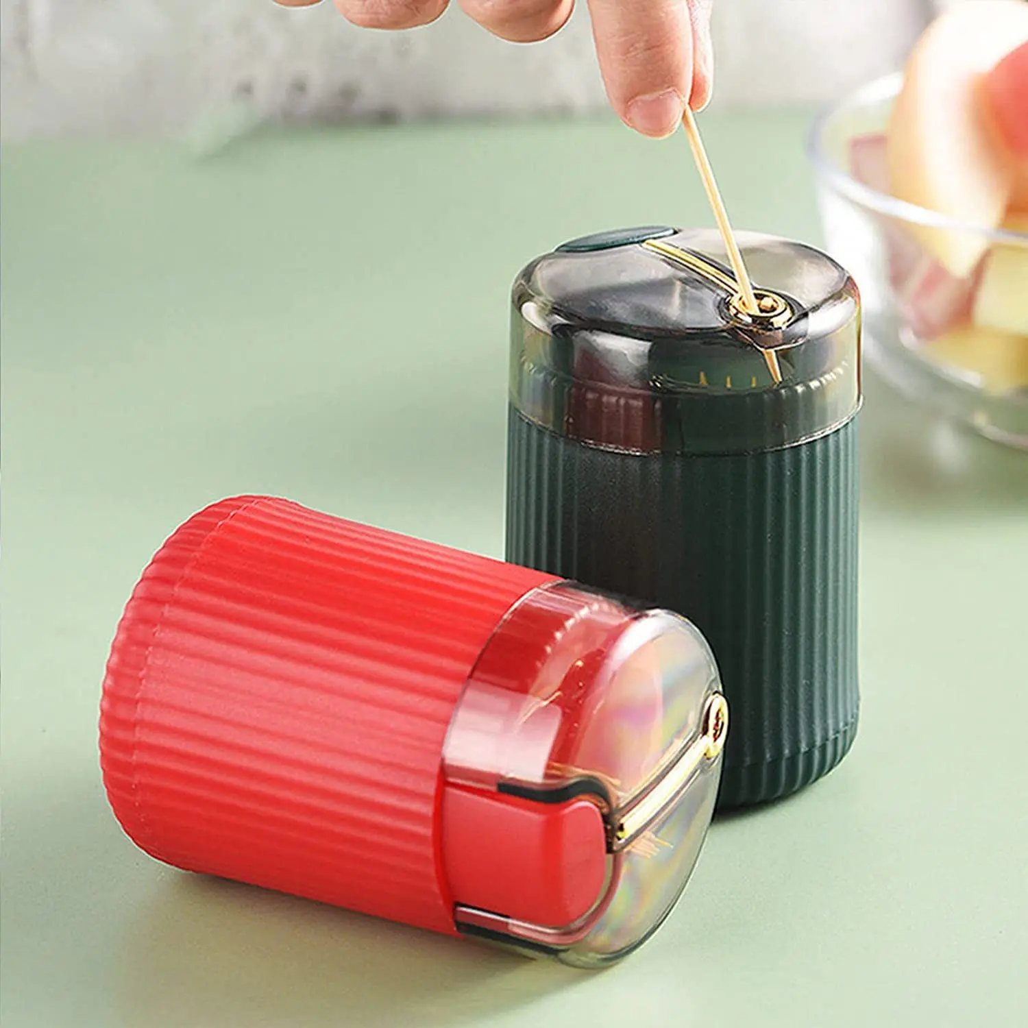 

Pop-up Tooth Pick Portable Dispenser Automatic Plastic Holder Toothpick Storage Box Toothpick Canister for Home Kitchen