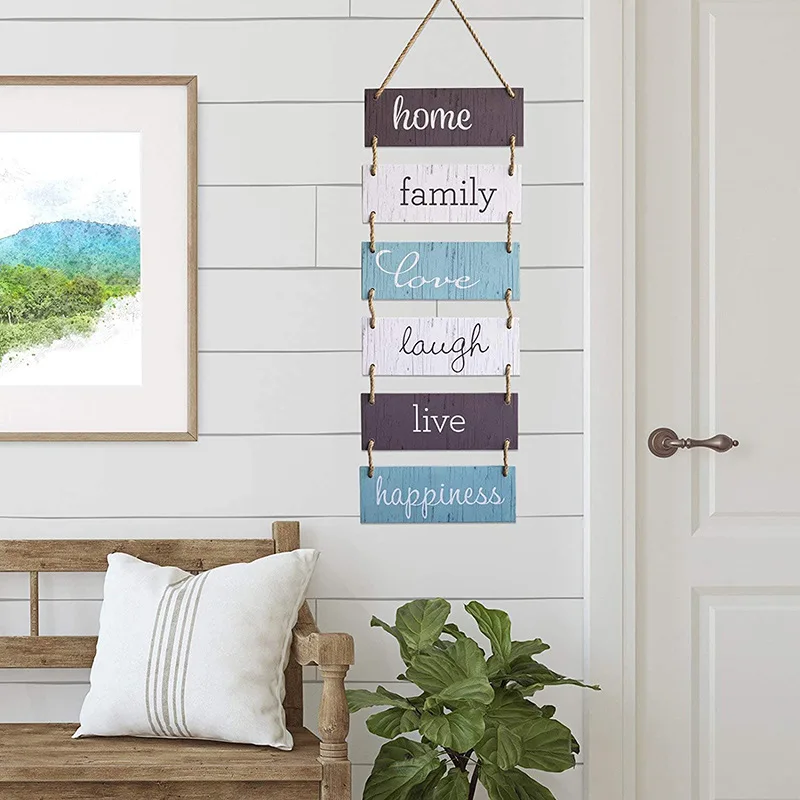 

Large hanging wooden signs hanging on the wall, rural farmhouses old decorative signs, indoor hanging wooden signs, White/blue/brown