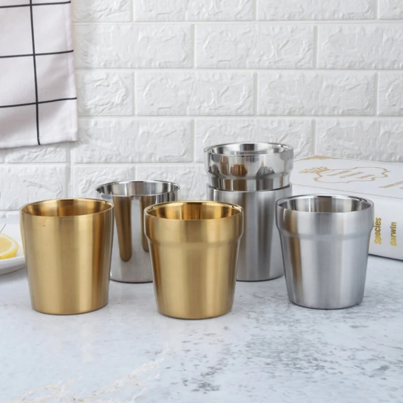 

304 Stainless Steel Mugs Double Wall Insulated Steel Mug Tea Cups Coffee Mugs Beer Cups, Silver,gold,