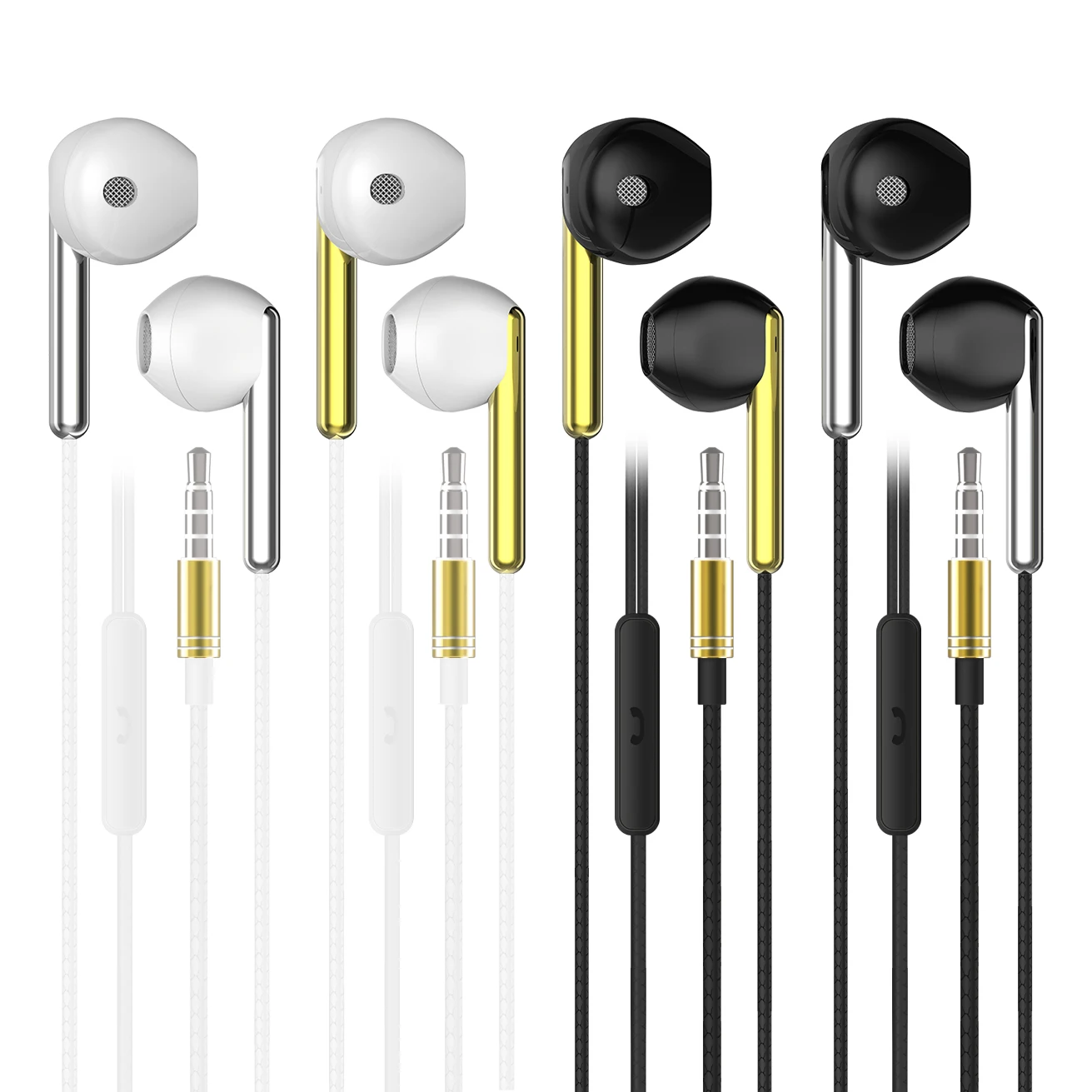 

Wired Earphone Headphone Handsfree Mic 3.5mm Stereo Sound gaming Headset Earbuds Earpieces Microphone Noise Cancelling Earphones, Black/white