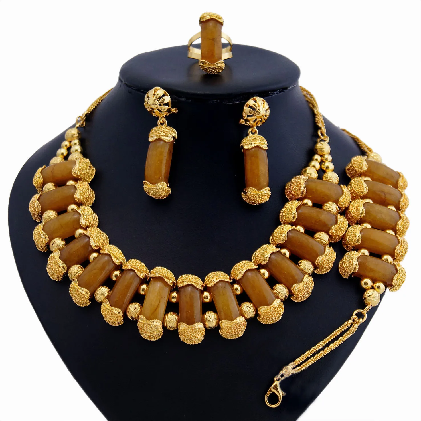 

Yulaili Fashion Jewelry Set Direct-sale Jewellery Amber Jade Main Stone For Women's Party and Daily Wear