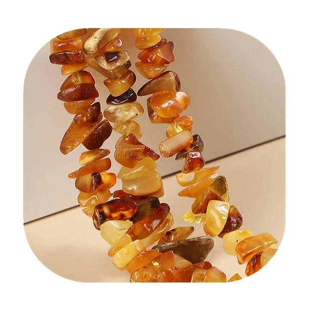 

1strands drilled crystals minerals chips jewelry natural orange yellow real amber Semi-finished product for making gift
