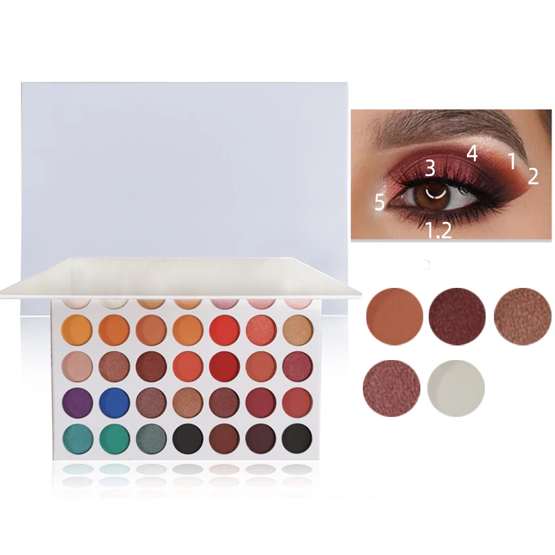 

35 Colors Shimmer Glitter Eye shadow Pigmented Custom Eyeshadow Palette Private Label