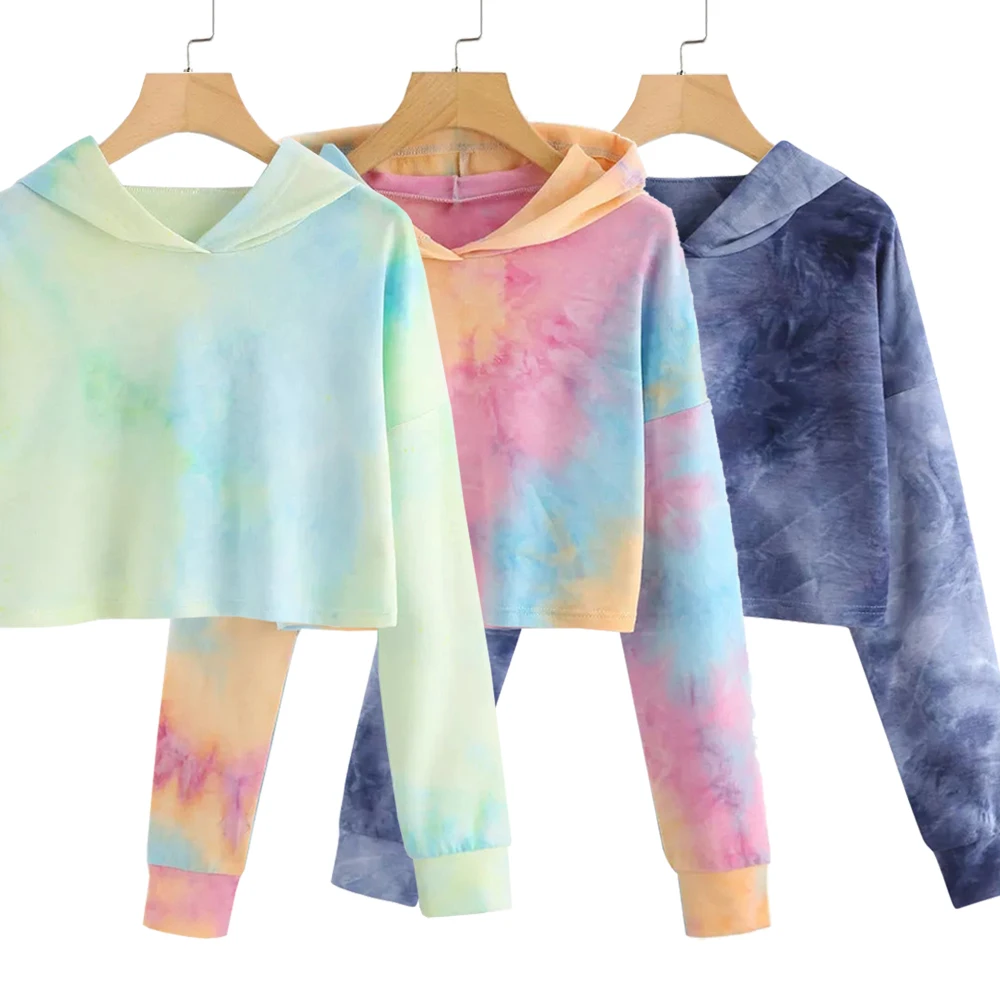 

Wholesales Clothes Autumn Women Clothing Crop Top Hoodie Tie Dyed Womens Hoodies