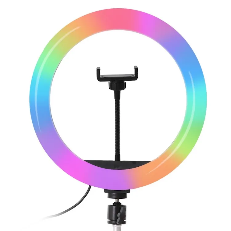 

Youtube Video Live Broadcast Streaming LED Flashing RGB Dimmable Lamp 10" Ring Light with Tripod Stand for Photographic Lighting
