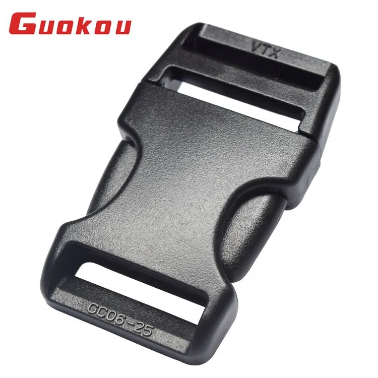 

GC06 dual adjust plastic side quick release buckle for backpacks, Black/ any color