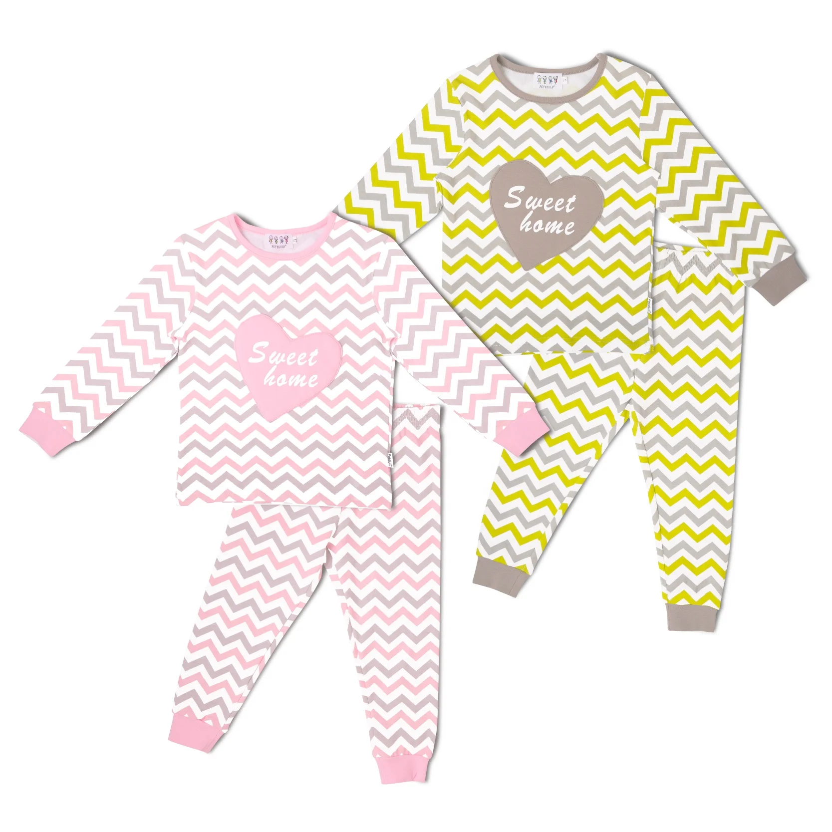 

Petelulu Kids sleepwear set cotton pajamas children's boutique wholesale unique fashion sweat heart kids pajamas
