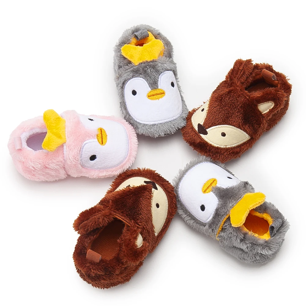 

New arrival Cute Animal Fox and Duck warm velvet Outdoor barefoot winter baby shoes