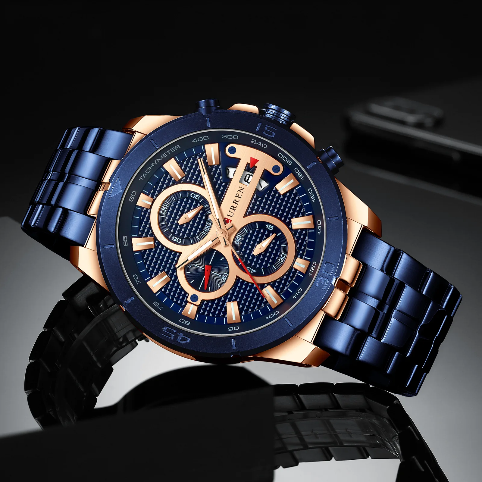 

Curren New 8337 Men's Watch Six Pin Multifunctional Quartz Watch Calendar Steel Belt Men's Watch, Picture