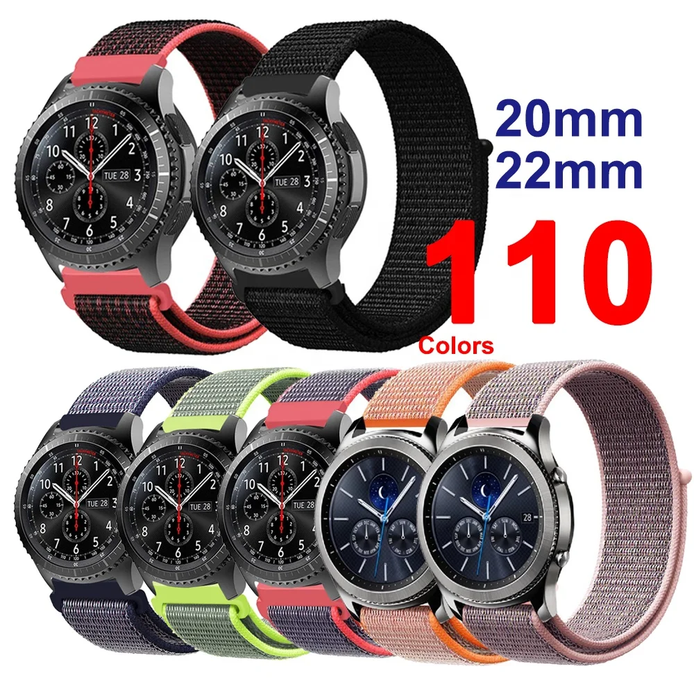 

IVANHOE Watch Band 20mm 222mm Quick Release Nylon Loop Breathable Replacement Wrist Strap For Galaxy Watch 42mm 46mm/Gear Sport, Multi-color optional or customized