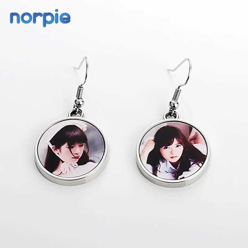 

New Diy Hot Custom Sublimation Blank Round Metal Photo Earrings